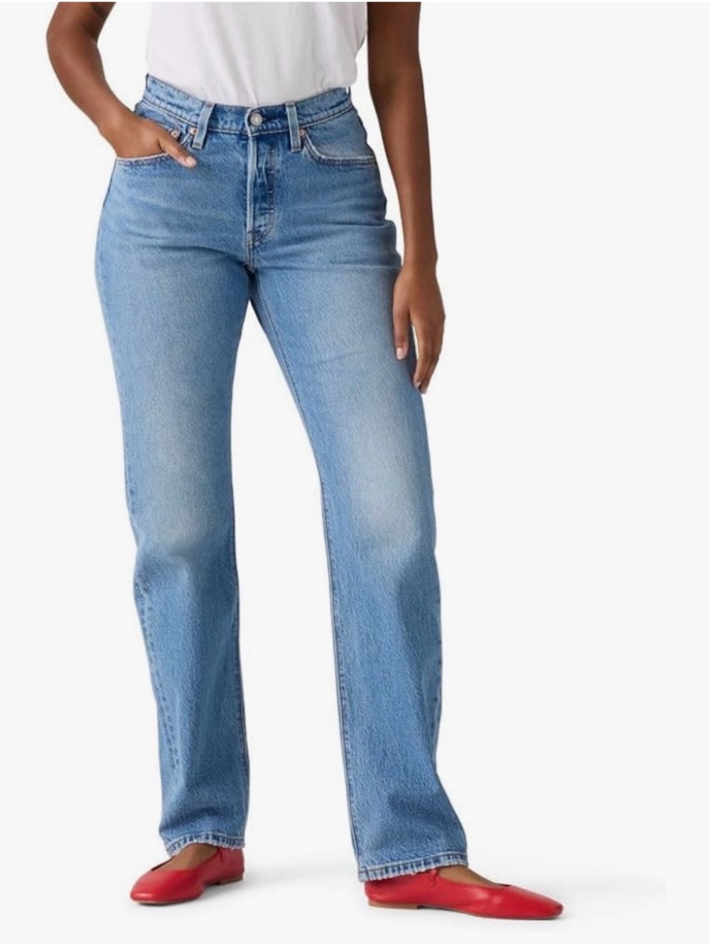 Levi 501 Curve High-Rise Straight Leg Jeans - Light Blue